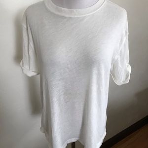 Free People size small white roll sleeve tee